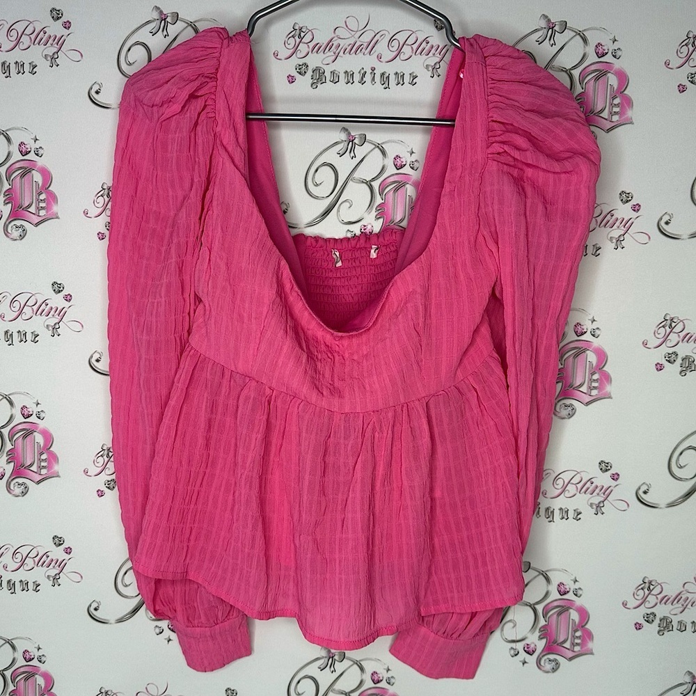 Long sleeve puff shoulder milkmaid style cottagecore top sweet feminine luxe